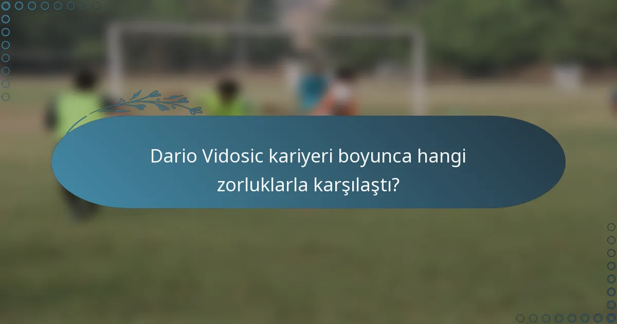 Dario Vidosic kariyeri boyunca hangi zorluklarla karşılaştı?