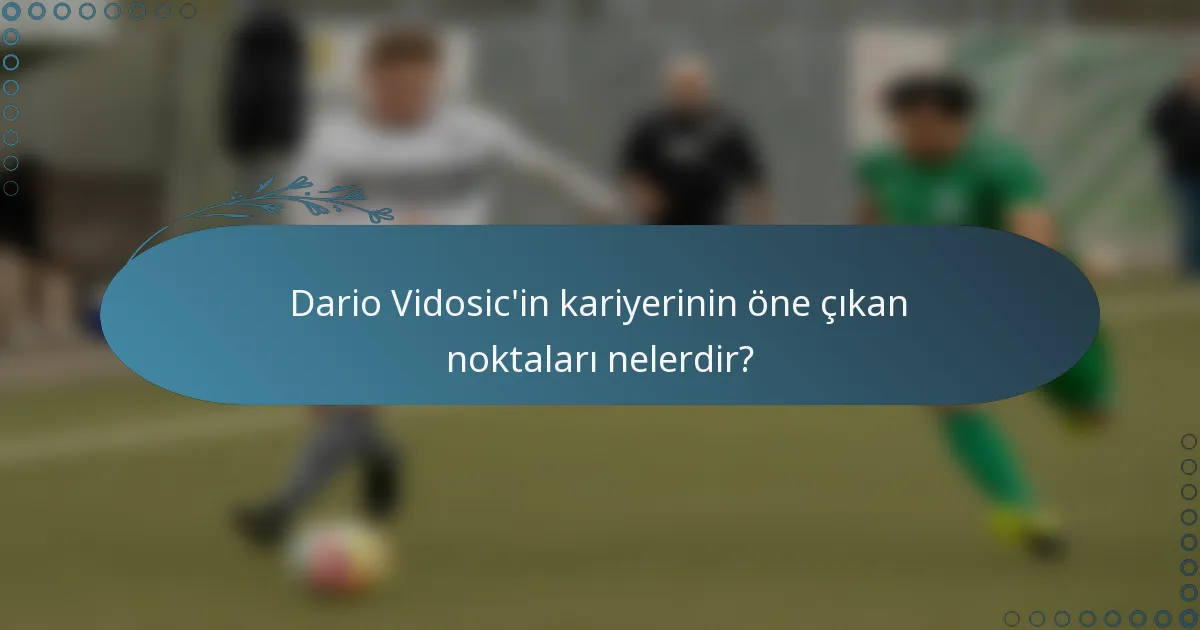Dario Vidosic'in kariyerinin öne çıkan noktaları nelerdir?